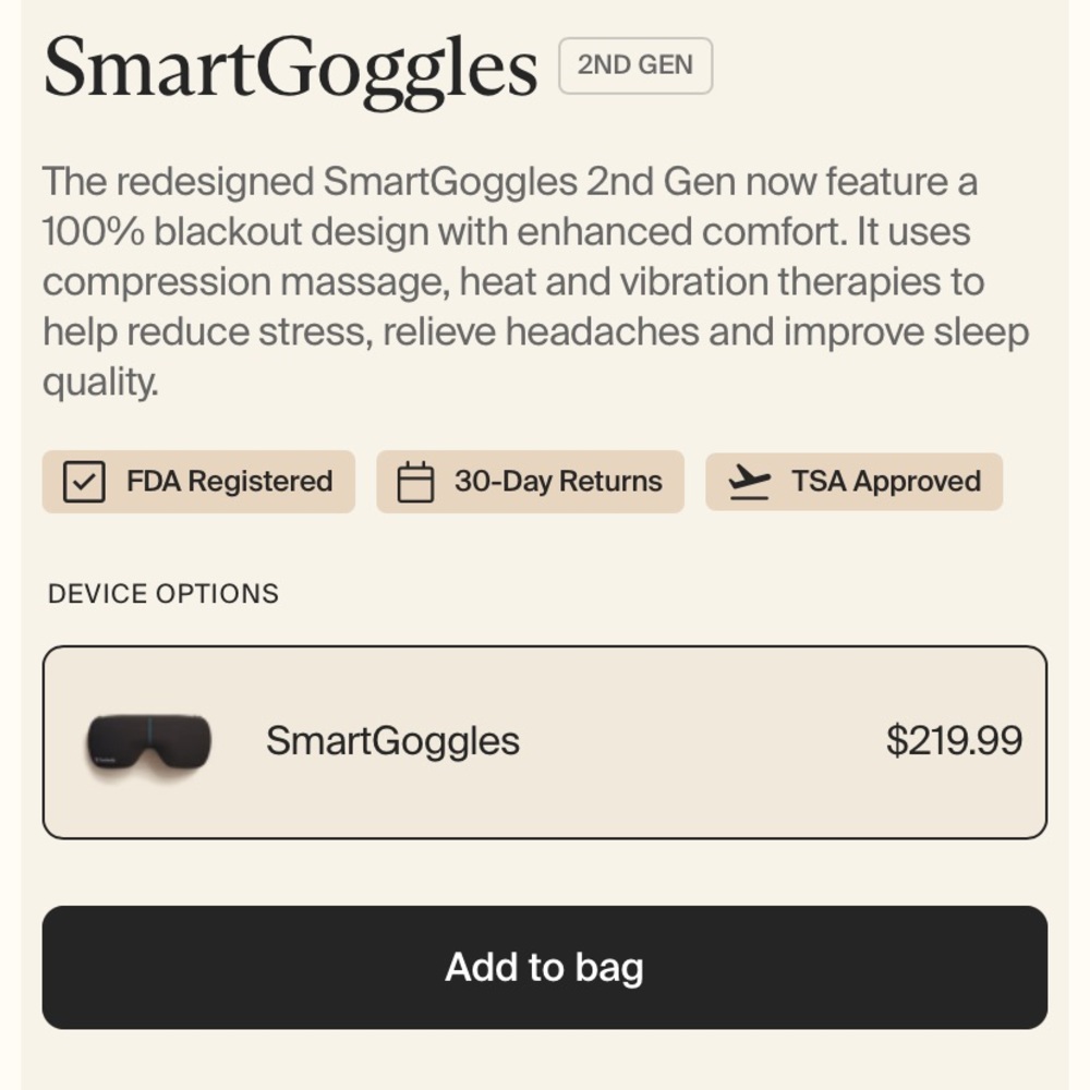 Therabody smart goggles